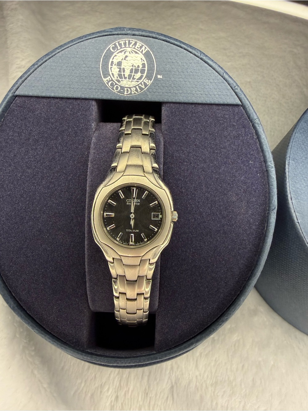 Citizen Women's Titanium Watch in Silver with Black Dial